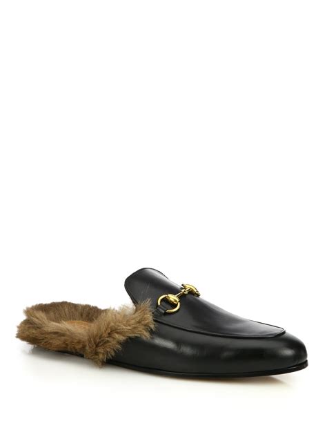 gucci leather slides with fur|Gucci leather slides women.